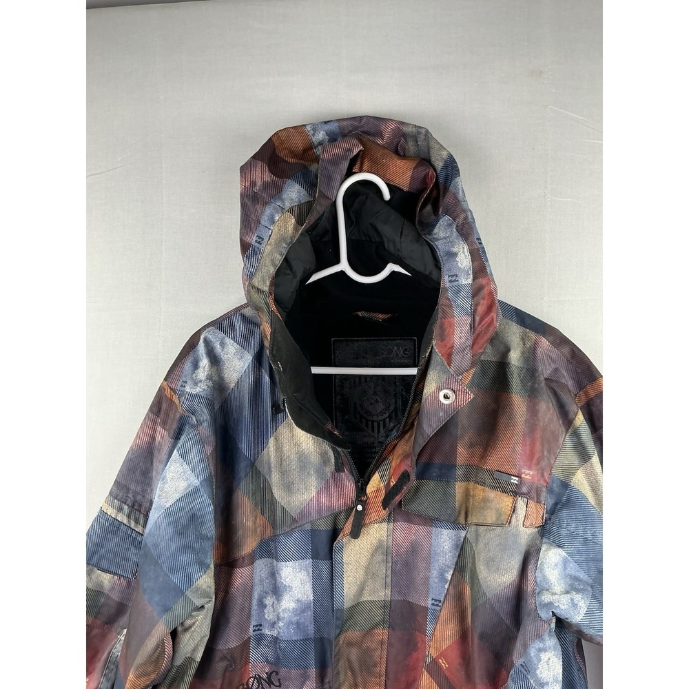 Billabong Snowboard Jacket Hooded Plaid Multicolor Winter Ski Coat Mens Medium